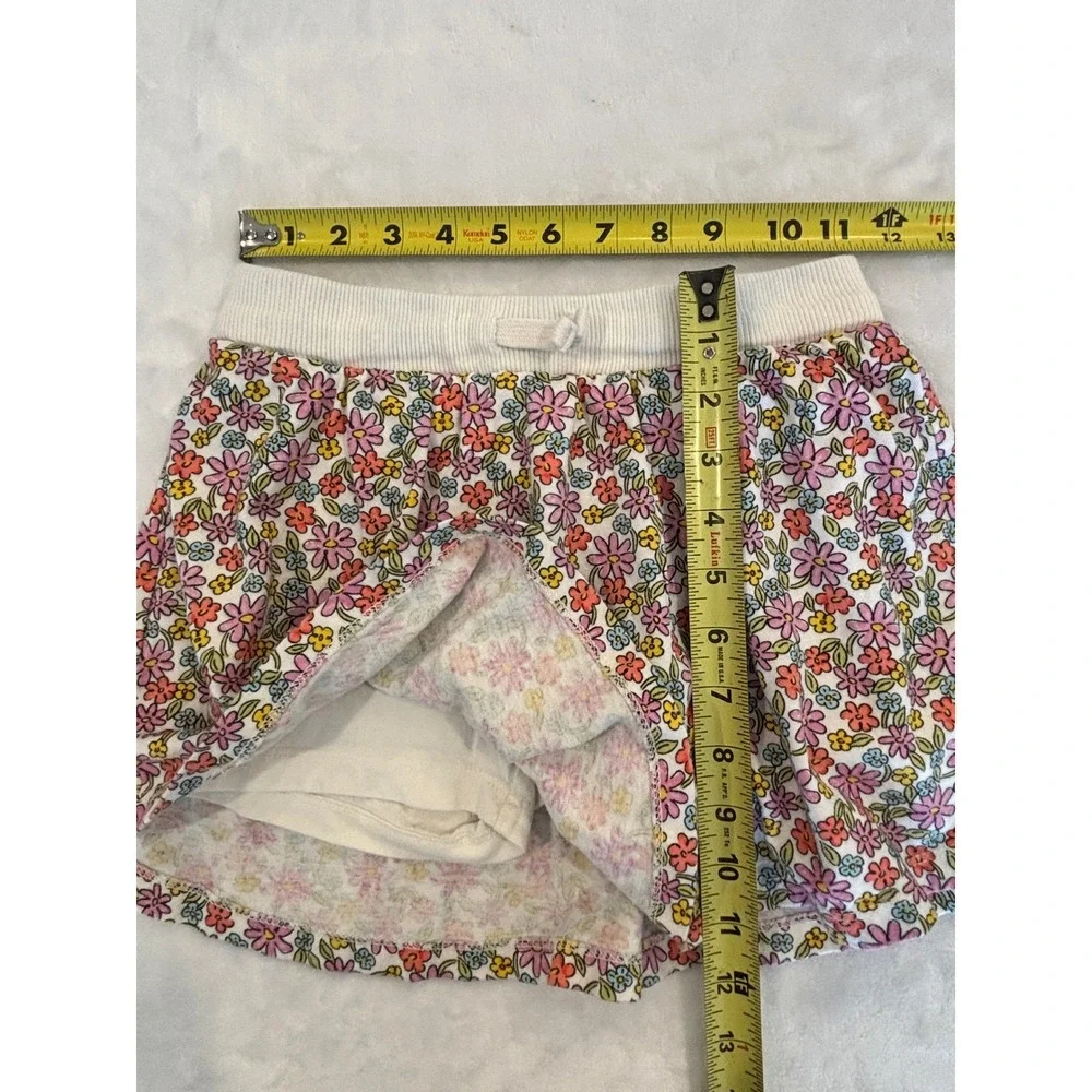 Old Navy Girls Floral Skort Size M 8 Pink Yellow Blue Ribbed Waistband